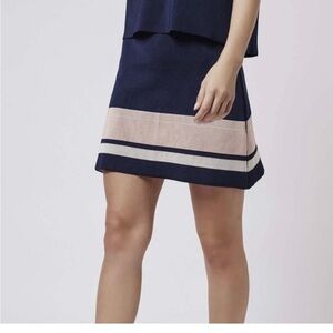 Topshop‎ colorblock high waisted bandage knit a-line miniskirt Size 10